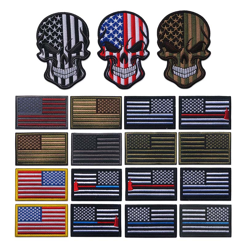 Urban Backpack Tactical - 2PCS/Lot USA Flag Skull Morale Badge